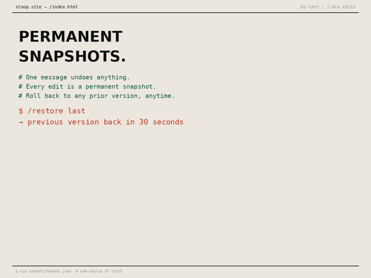 permanent snapshots